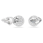 Lucent stud earrings, Pavé, Ball, White, Rhodium plated